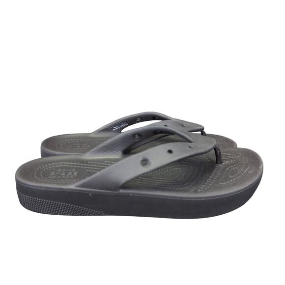 Crocs Classic Platform Flip Sandals 207714 Black‎ Thong Sandals Women's Size 9 - Picture 1 of 8